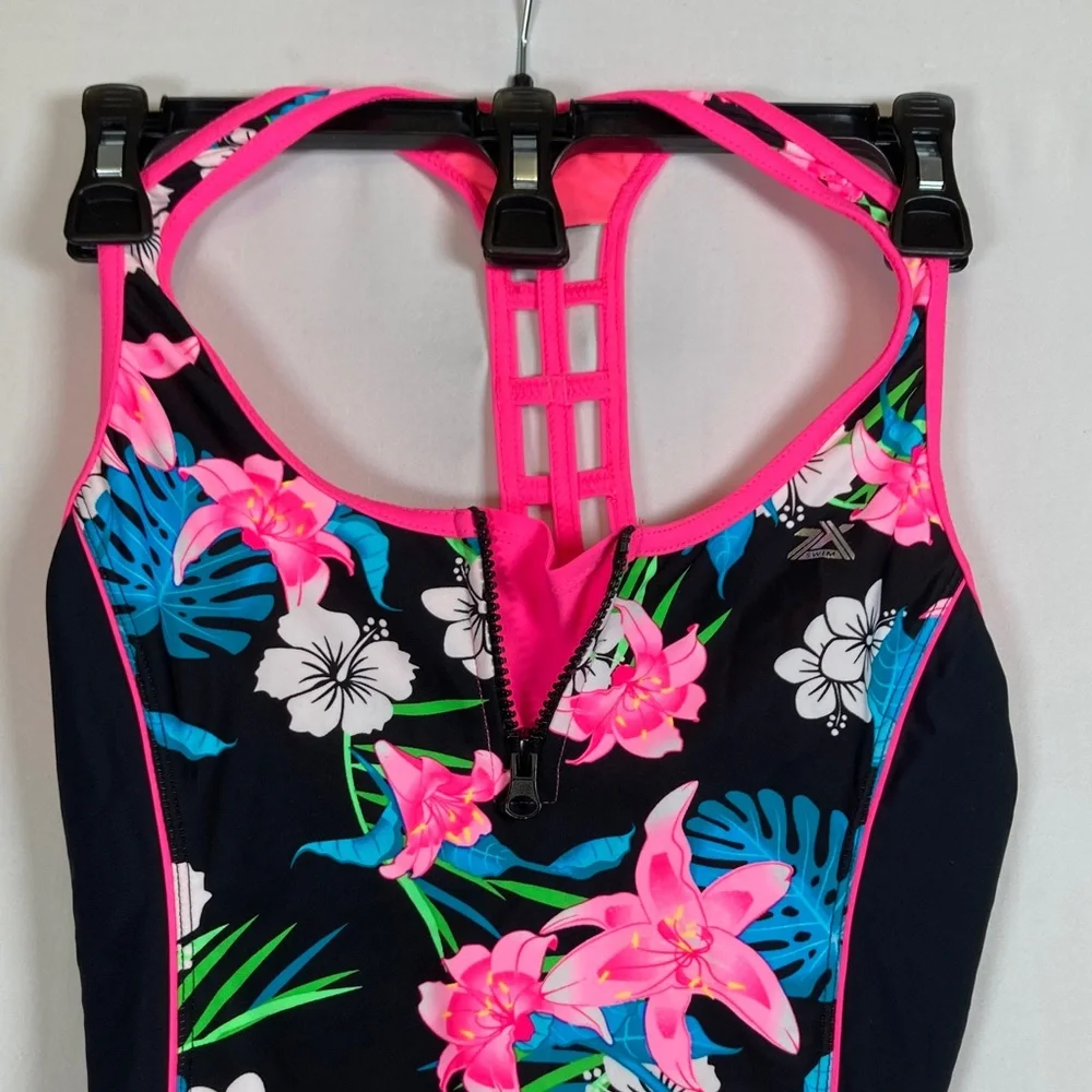 ZeroXposur Tropical Bloom Kids One Piece Swimsuit Sz L (14.5/16.5)